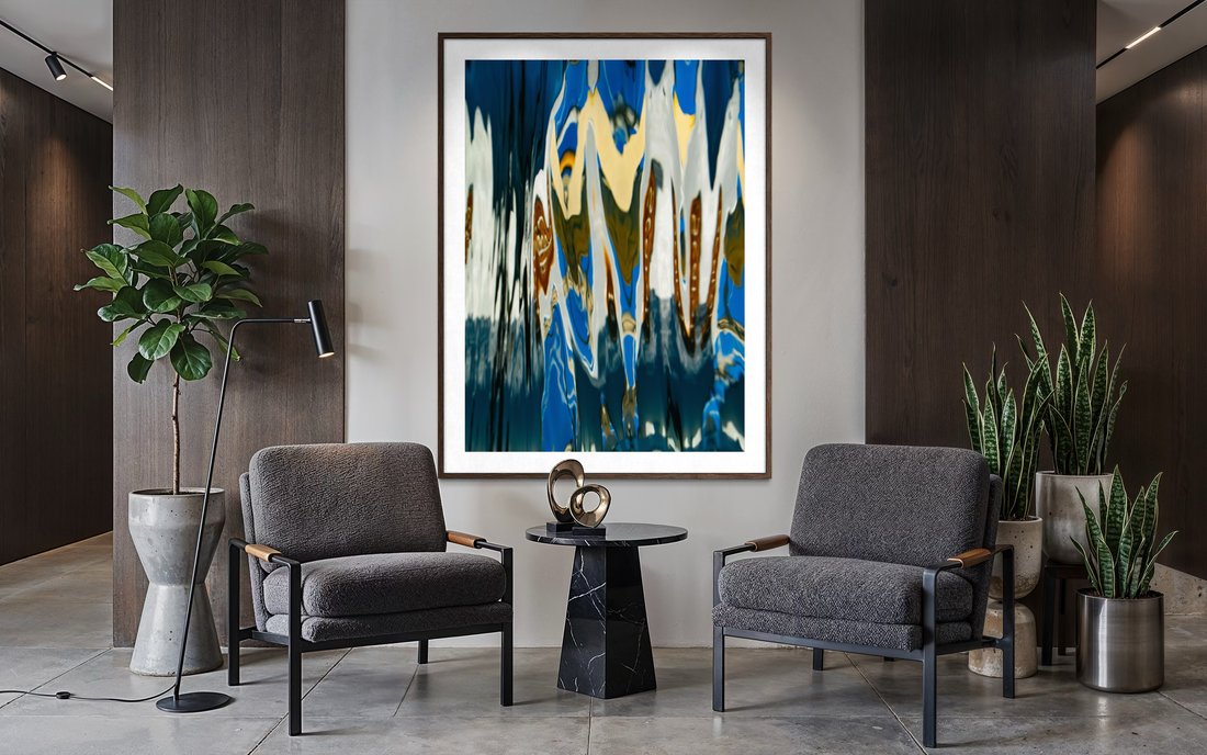 Kandinsky’s Follies abstract water reflection artwork displayed in a contemporary living space