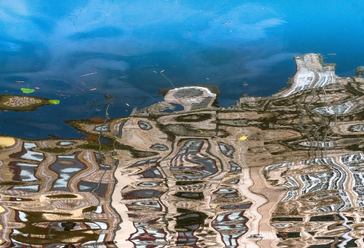 Buildings on Water 2 by Ralph Kerle - signed limited edition fine art print, cool abstract reflection of waterside houses in Aveiro, Portugal