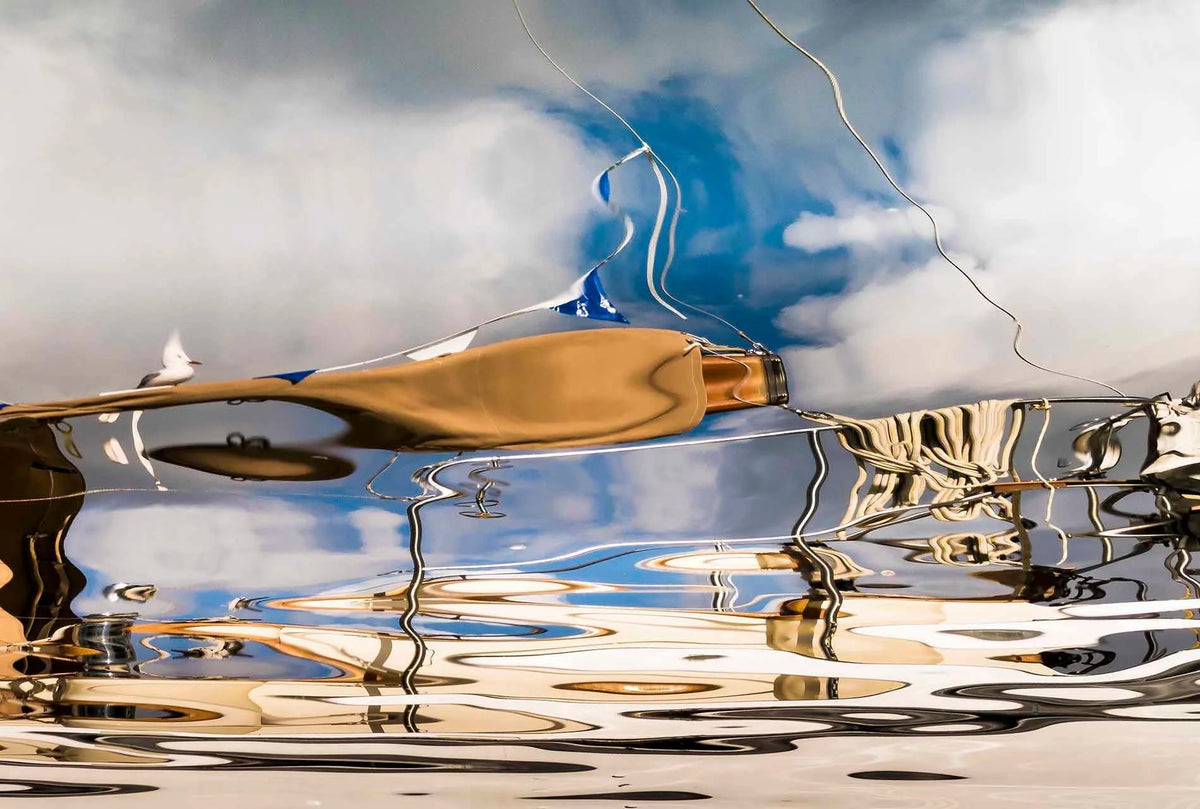 Captain C. Gull on the Helm - The Epic View by Ralph Kerle - signed limited edition fine art print, cool surreal reflection with a seagull on a yacht boom
