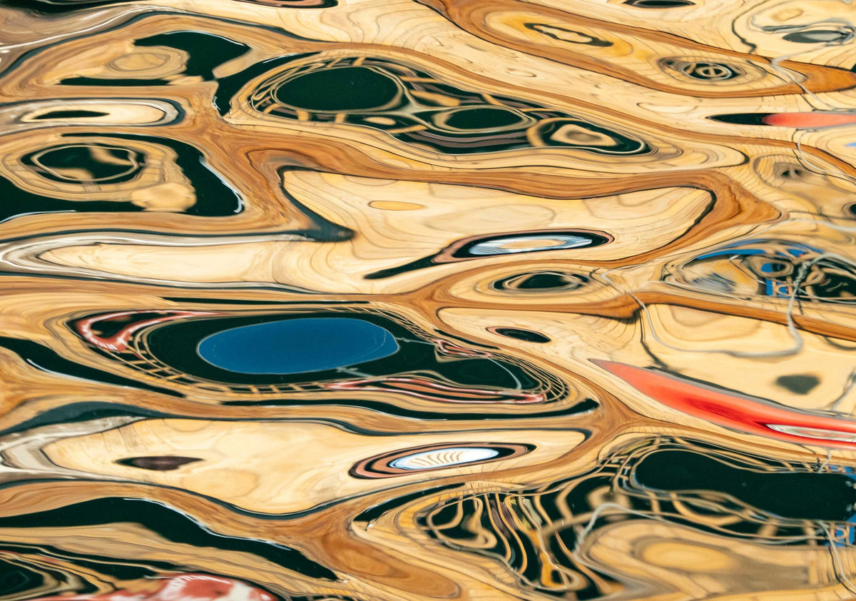Dhow Ebru by Ralph Kerle - signed limited edition fine art print, warm abstract dhow reflection on the Deira River