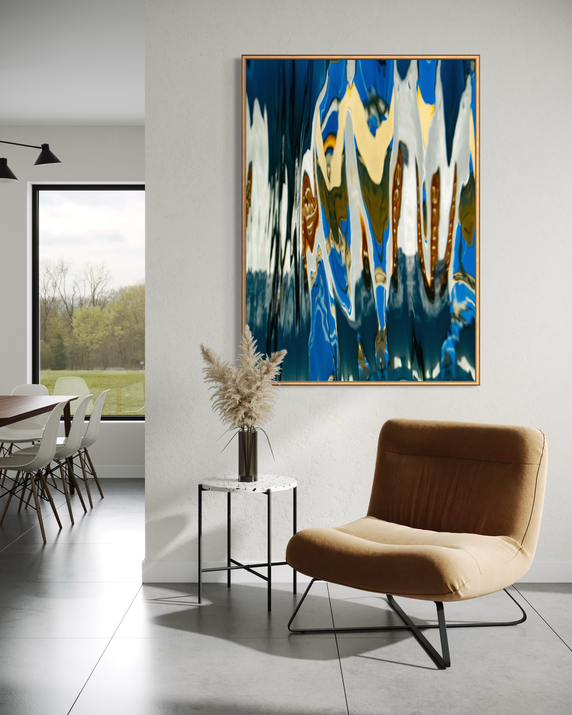 Kandinsky’s Follies water reflection artwork displayed in a modern home interior