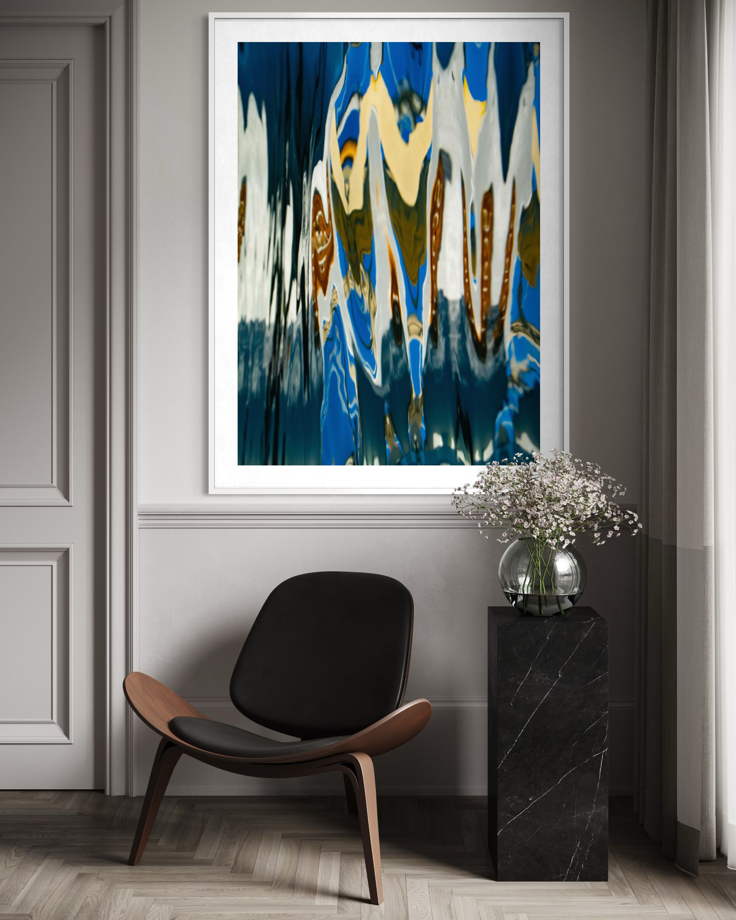 Kandinsky’s Follies by Ralph Kerle displayed in a white frame in a contemporary interior