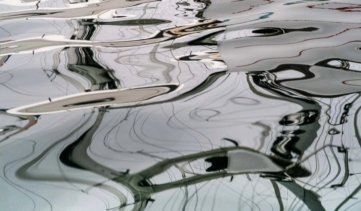 Flow and the Chaos by Ralph Kerle - signed limited edition fine art print, neutral abstract expressionist water reflection