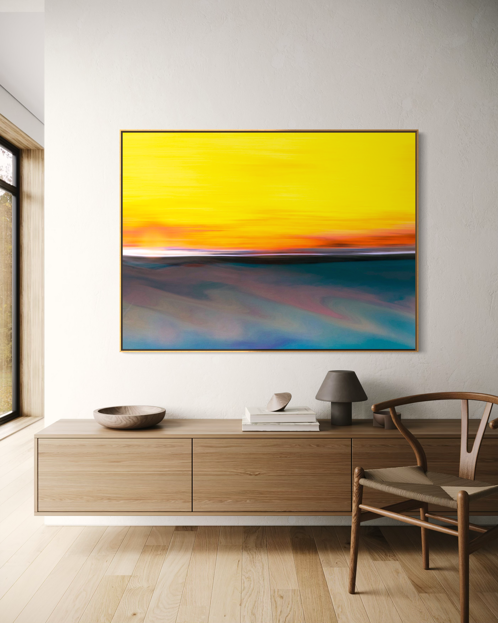 Ralph's Million Dollar Rothko by Ralph Kerle positioned in a sleek modern living space with understated décor, creating a strong visual contrast against the crisp white walls