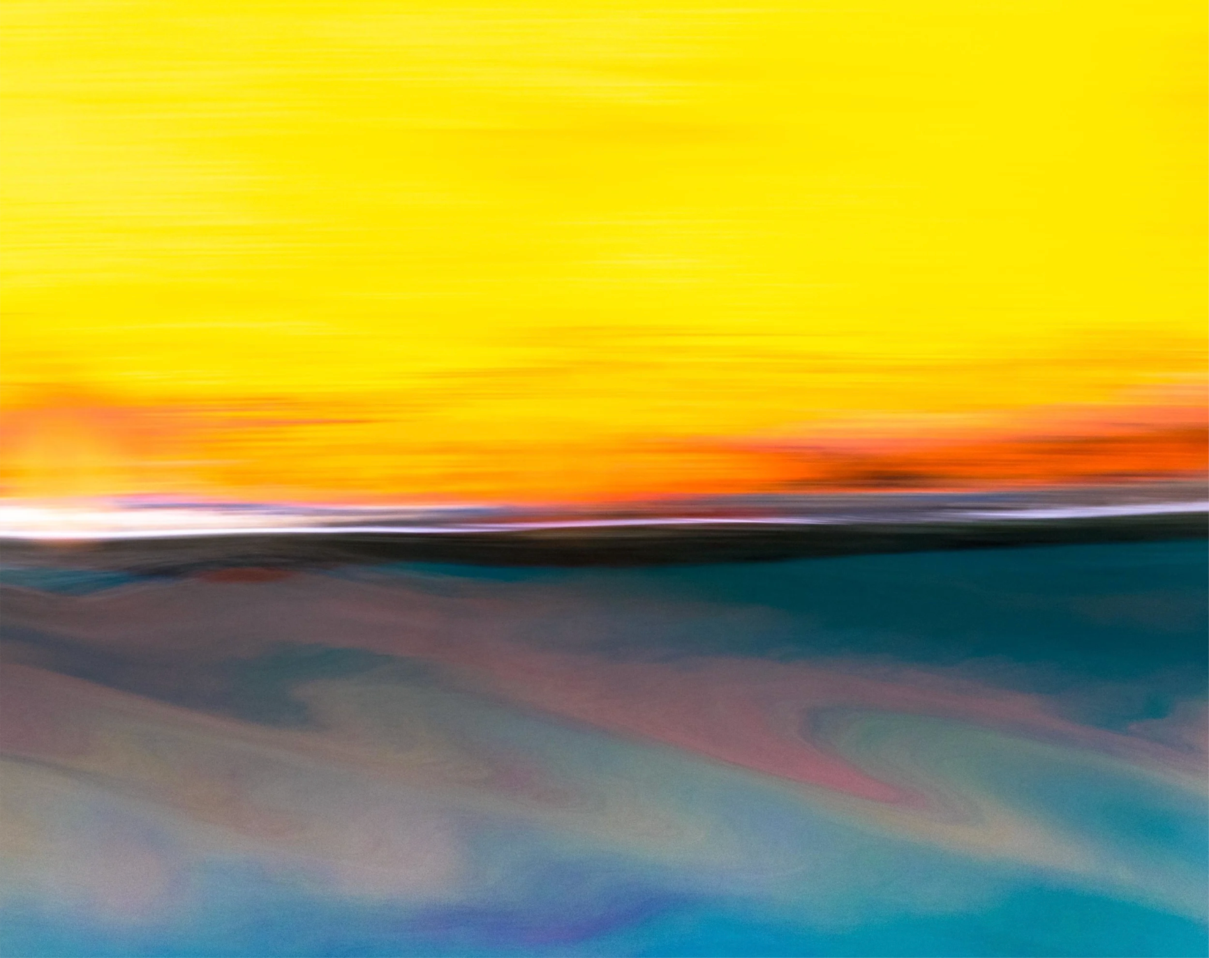 Abstract art with yellow, orange, and blue colors