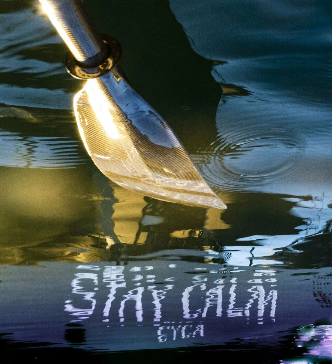Stay Calm by Ralph Kerle - signed limited edition fine art print, cool abstract reflection of a vessel's name