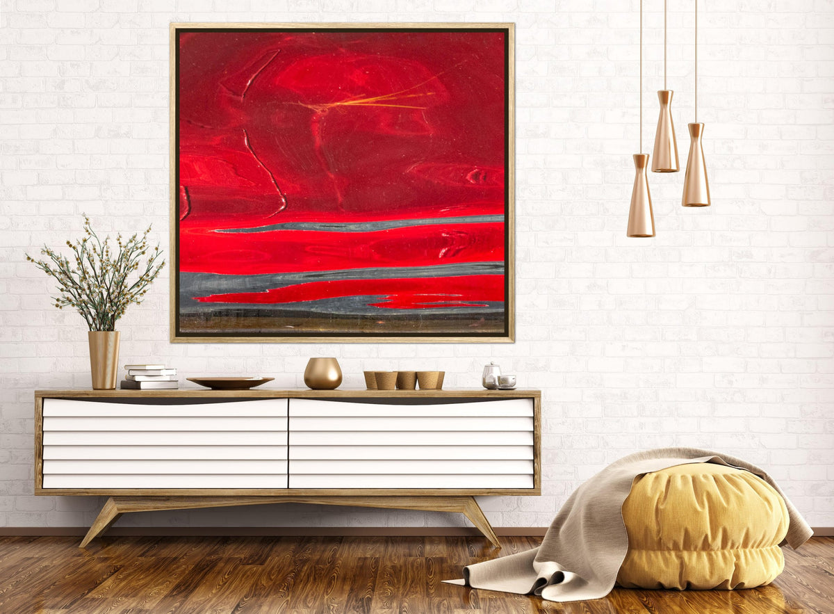 The Aura of Red by Ralph Kerle, displayed in situ in an interior setting.